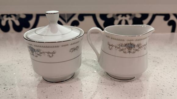 Diane Fine Porcelain Other - Vintage Diane Fine Porcelain Japan Creamer Sugar Bowl Lid Set Platinum Trim